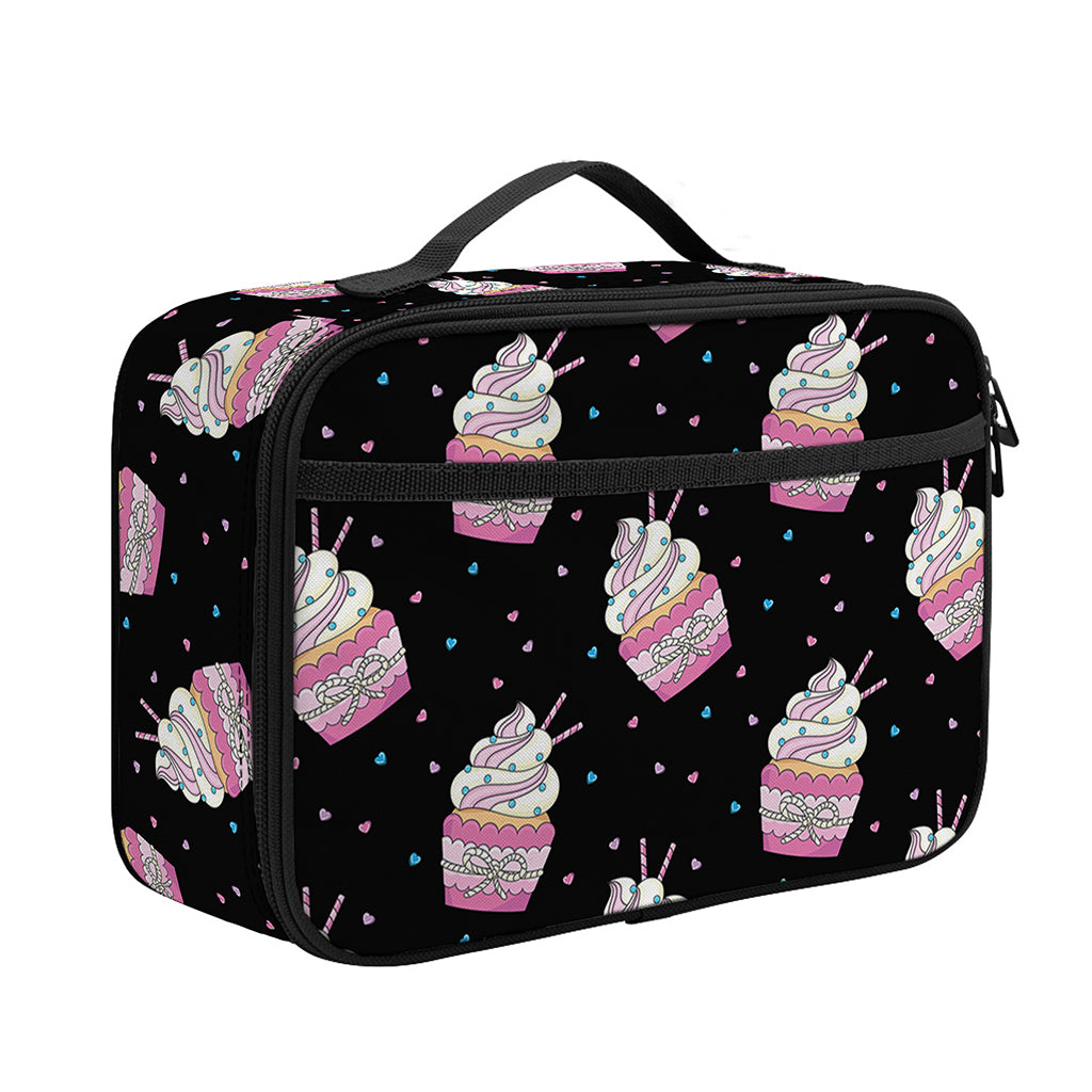 Pink Cupcake Pattern Print Portable Lunch Bag