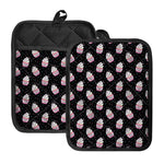 Pink Cupcake Pattern Print Pot Holders With Pocket