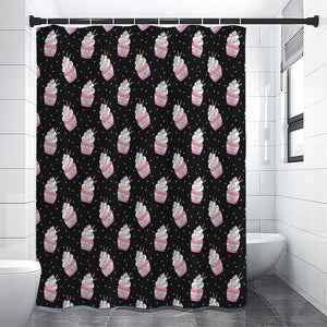 Pink Cupcake Pattern Print Premium Shower Curtain