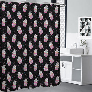 Pink Cupcake Pattern Print Premium Shower Curtain