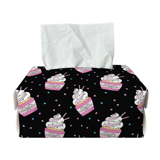 Pink Cupcake Pattern Print Rectangle Tissue Box Cover