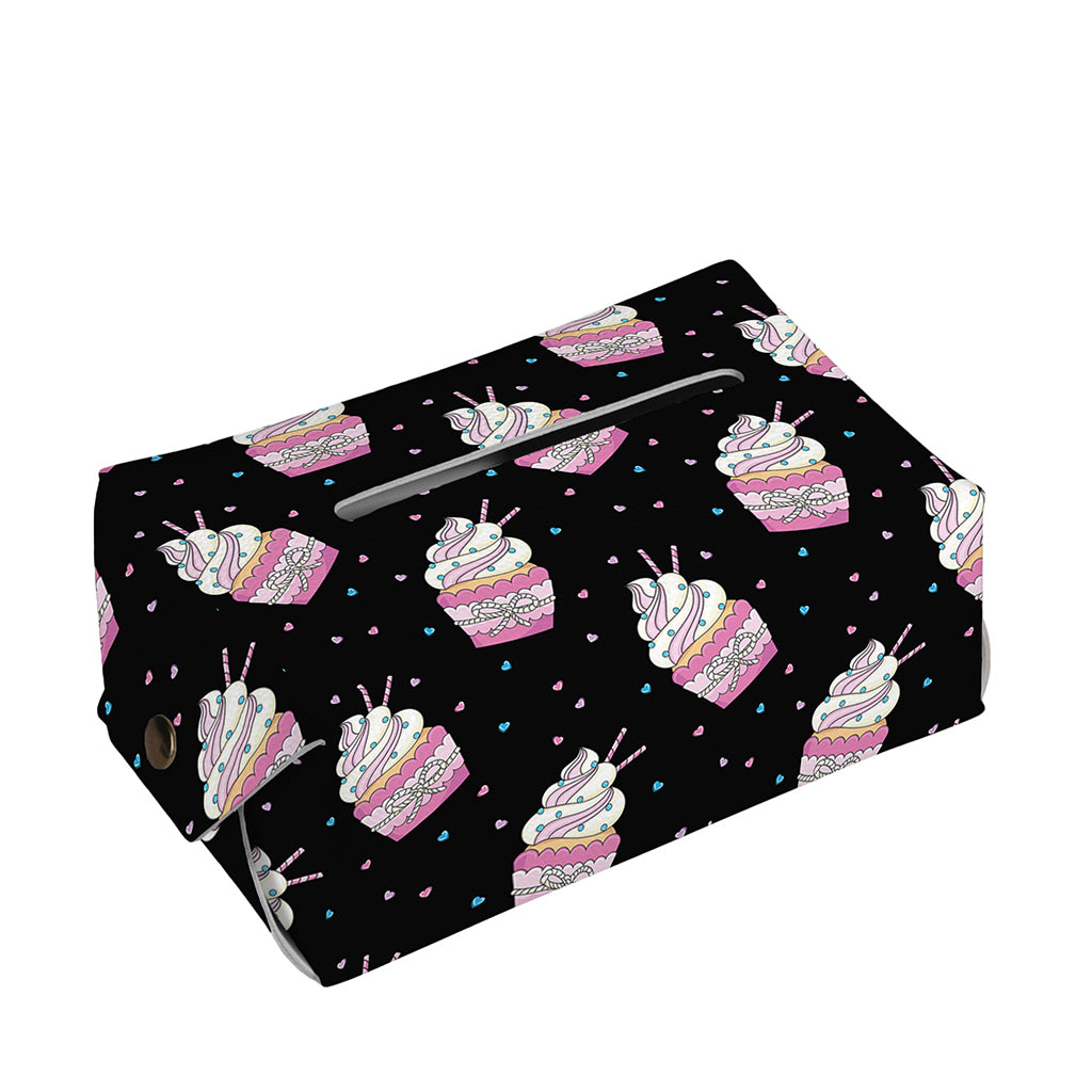 Pink Cupcake Pattern Print Rectangle Tissue Box Cover