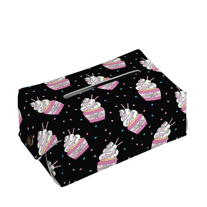 Pink Cupcake Pattern Print Rectangle Tissue Box Cover