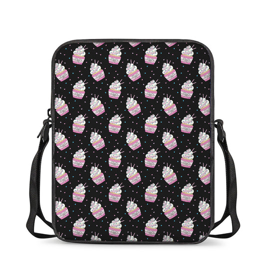 Pink Cupcake Pattern Print Rectangular Crossbody Bag