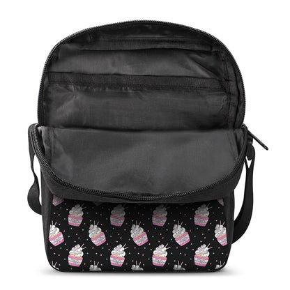 Pink Cupcake Pattern Print Rectangular Crossbody Bag