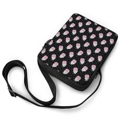 Pink Cupcake Pattern Print Rectangular Crossbody Bag
