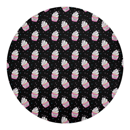 Pink Cupcake Pattern Print Round Blanket