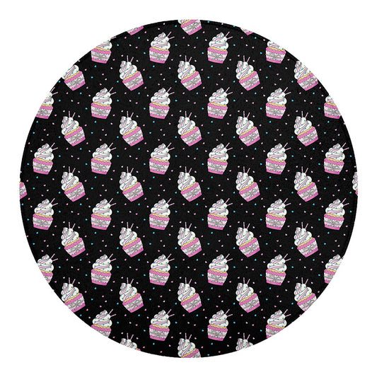 Pink Cupcake Pattern Print Round Blanket