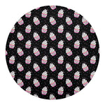 Pink Cupcake Pattern Print Round Blanket