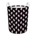 Pink Cupcake Pattern Print Round Laundry Basket