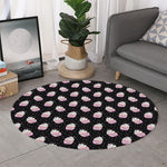 Pink Cupcake Pattern Print Round Rug