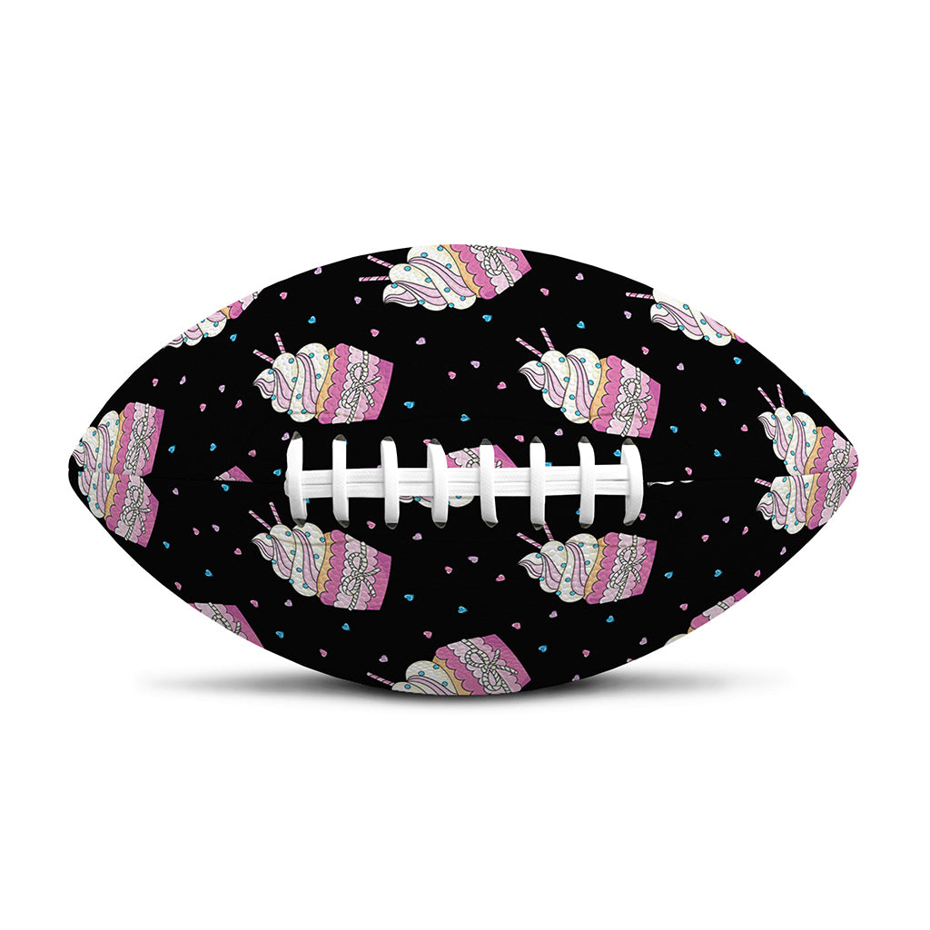 Pink Cupcake Pattern Print Rugby Ball