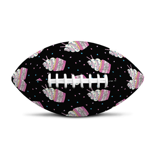 Pink Cupcake Pattern Print Rugby Ball