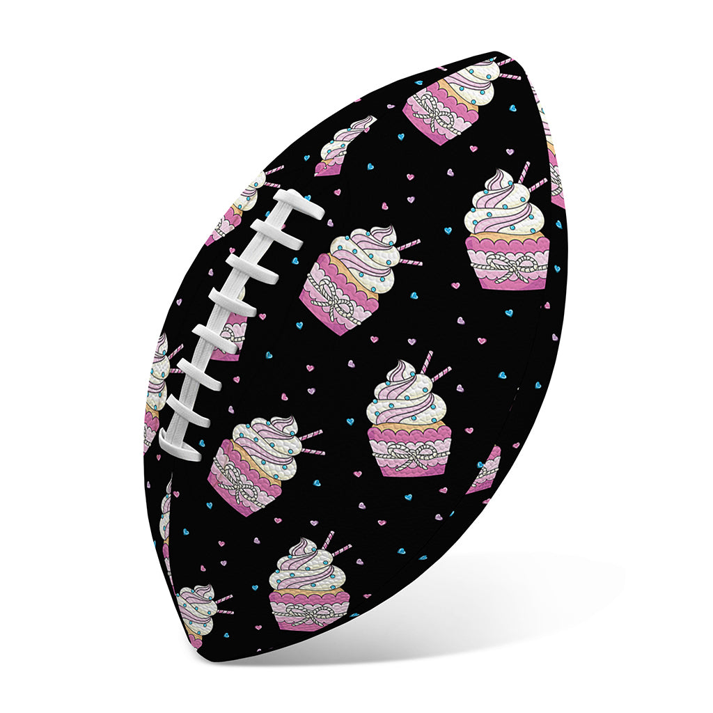 Pink Cupcake Pattern Print Rugby Ball