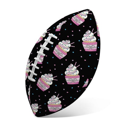 Pink Cupcake Pattern Print Rugby Ball