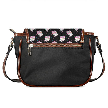 Pink Cupcake Pattern Print Saddle Bag