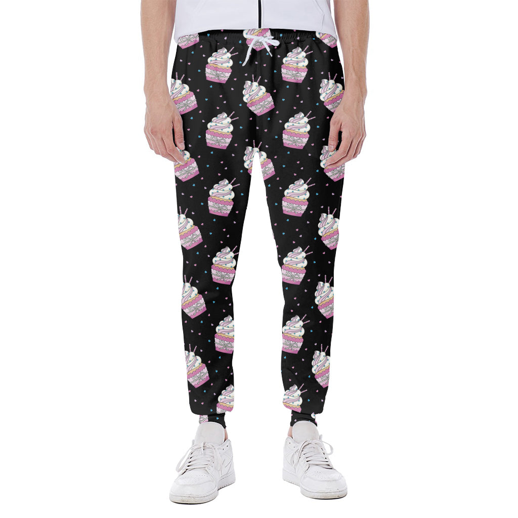 Pink Cupcake Pattern Print Scuba Joggers