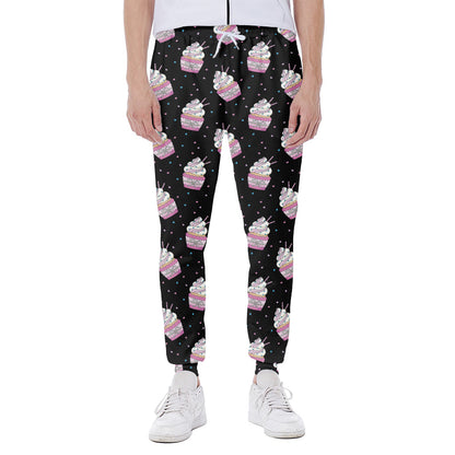 Pink Cupcake Pattern Print Scuba Joggers