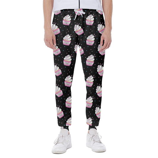 Pink Cupcake Pattern Print Scuba Joggers