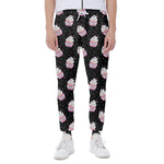 Pink Cupcake Pattern Print Scuba Joggers