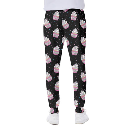 Pink Cupcake Pattern Print Scuba Joggers