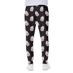 Pink Cupcake Pattern Print Scuba Joggers