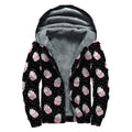 Pink Cupcake Pattern Print Sherpa Lined Zip Up Hoodie