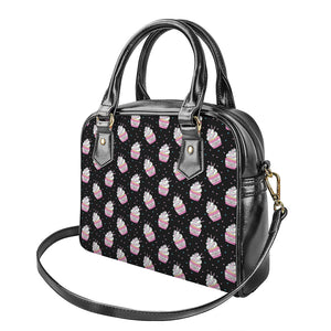 Pink Cupcake Pattern Print Shoulder Handbag