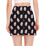 Pink Cupcake Pattern Print Side Slit Mini Skirt