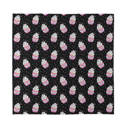 Pink Cupcake Pattern Print Silk Bandana