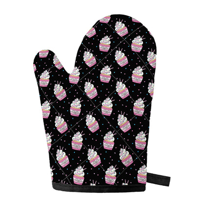 Pink Cupcake Pattern Print Single Oven Mitt