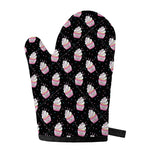 Pink Cupcake Pattern Print Single Oven Mitt