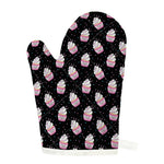 Pink Cupcake Pattern Print Single Oven Mitt