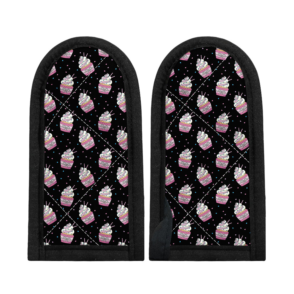 Pink Cupcake Pattern Print Skillet Handle Cover