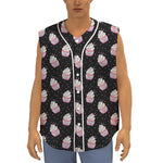 Pink Cupcake Pattern Print Sleeveless Baseball Jersey