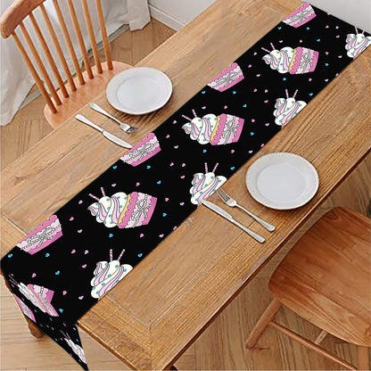 Pink Cupcake Pattern Print Table Runner