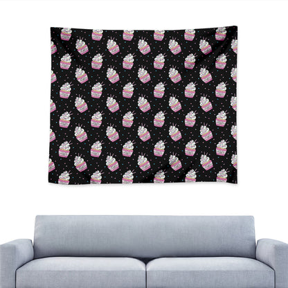 Pink Cupcake Pattern Print Tapestry