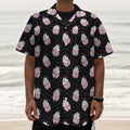 Pink Cupcake Pattern Print Textured Short Sleeve Shirt