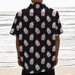 Pink Cupcake Pattern Print Textured Short Sleeve Shirt