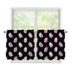 Pink Cupcake Pattern Print Tier Curtains
