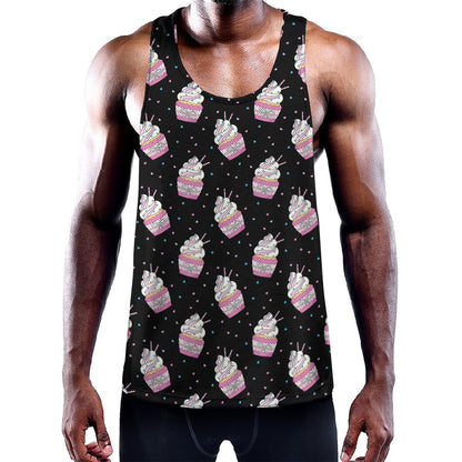Pink Cupcake Pattern Print Training Tank Top