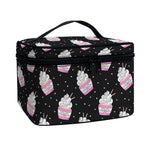 Pink Cupcake Pattern Print Travel Makeup Bag