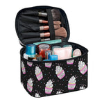 Pink Cupcake Pattern Print Travel Makeup Bag