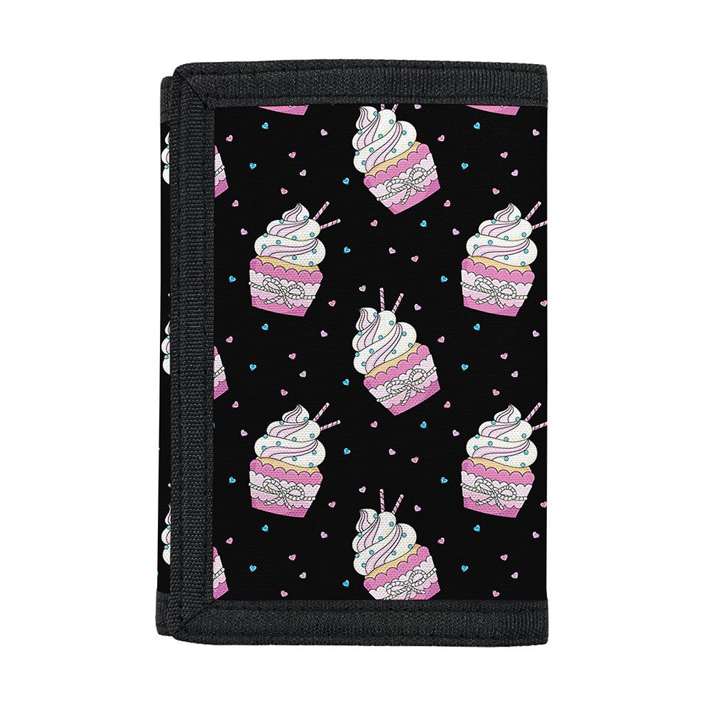 Pink Cupcake Pattern Print Trifold Wallet