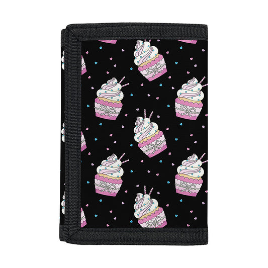 Pink Cupcake Pattern Print Trifold Wallet