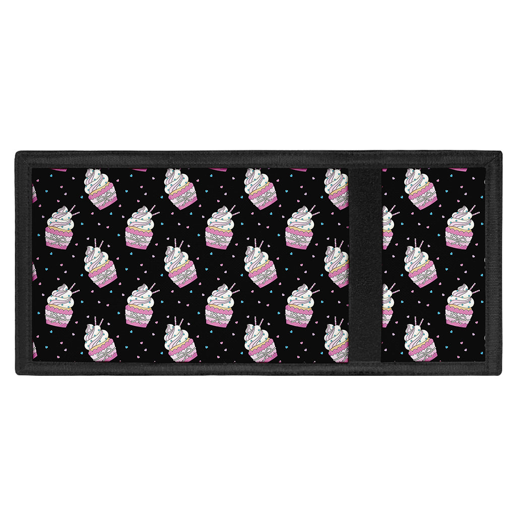 Pink Cupcake Pattern Print Trifold Wallet