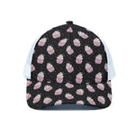 Pink Cupcake Pattern Print White Mesh Trucker Cap