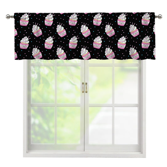 Pink Cupcake Pattern Print Window Valance