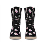 Pink Cupcake Pattern Print Winter Boots