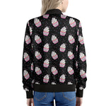 Pink Cupcake Pattern Print Women's Bomber Jacket